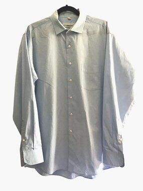 GEOFFREY BEENE-MEN REGULAR FIT BLUE LONG SLEEVE BUTTON-DOWN SHIRT SIZE NECK 17.5